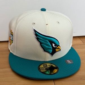 NEW ERA 59FIFTY Arizona Cardinals 1999 Pro Bowl Patch Hat, sz 7 1/4, White Teal